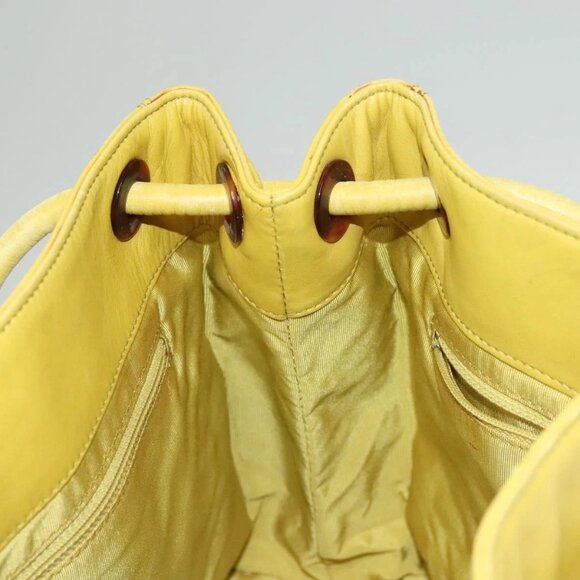 CHANEL COCO Mark Shoulder Bag Lamb Skin Yellow CC Auth BA4184 - Picture 13 of 16